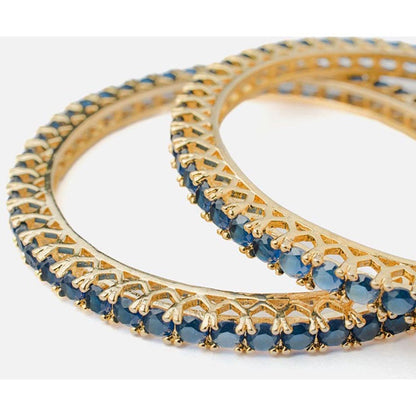 VIVINIA By Vidhi Mehra Zia 2.0 Gold Plated Blue Womens Zircon A Bangles