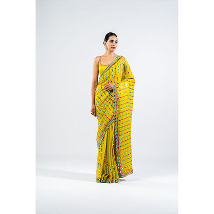 Vvani by Vani Vats Moss Green Mirror Saree & Stitched Blouse