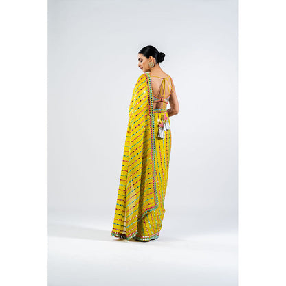 Vvani by Vani Vats Moss Green Mirror Saree with Metallic Stitched Blouse