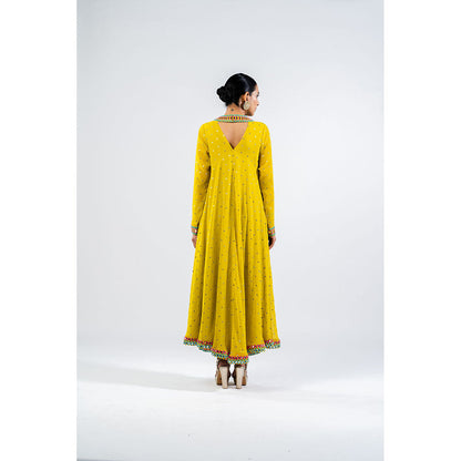 Vvani by Vani Vats Moss Green Asymmetrical Kurta with Palazzo (Set of 2)