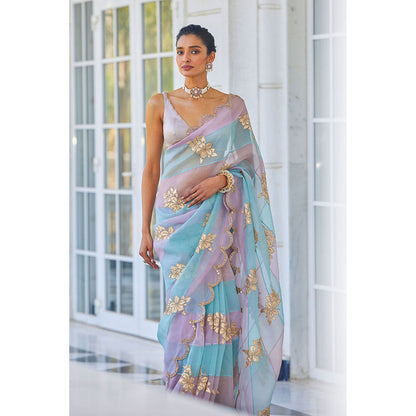 Vvani by Vani Vats Multicolor Flower Saree & Stitched Blouse