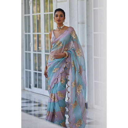 Vvani by Vani Vats Multicolor Flower Saree & Stitched Blouse