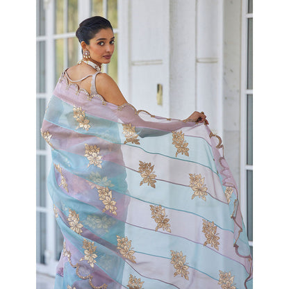 Vvani by Vani Vats Multicolor Flower Saree & Stitched Blouse