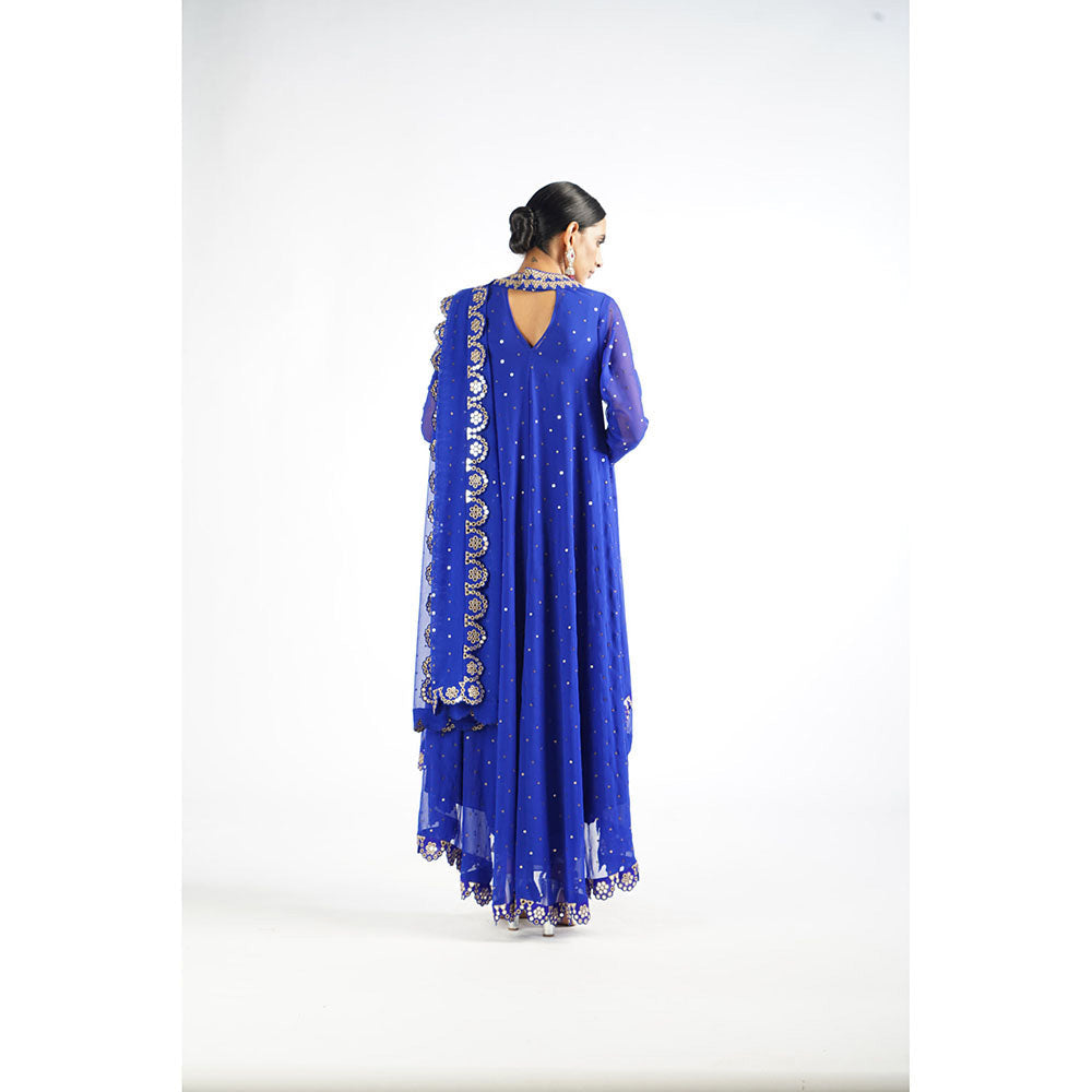Vvani by Vani Vats Royal Blue Scallop Kurta & Pant with Dupatta (Set of 3)