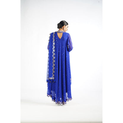 Vvani by Vani Vats Royal Blue Scallop Kurta & Pant with Dupatta (Set of 3)