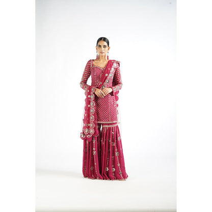 Vvani by Vani Vats Mellow Pink Kurta with Sharara & Dupatta (Set of 3)