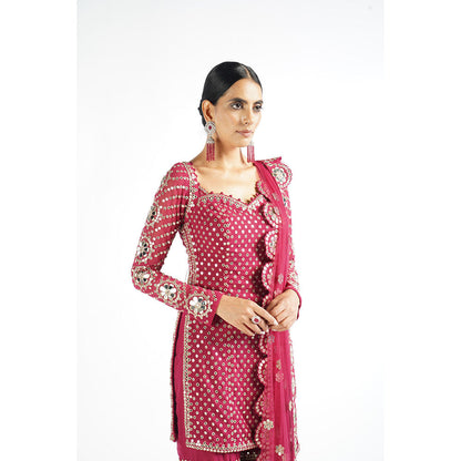 Vvani by Vani Vats Mellow Pink Kurta with Sharara & Dupatta (Set of 3)
