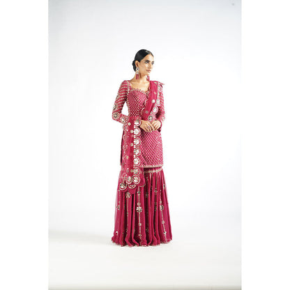 Vvani by Vani Vats Mellow Pink Kurta with Sharara & Dupatta (Set of 3)