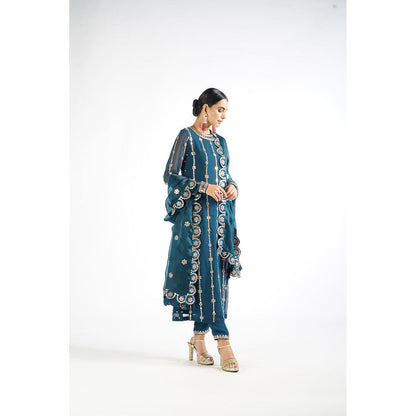 Vvani by Vani Vats Dark Teal Embellished Kurta & Pant with Dupatta (Set of 3)