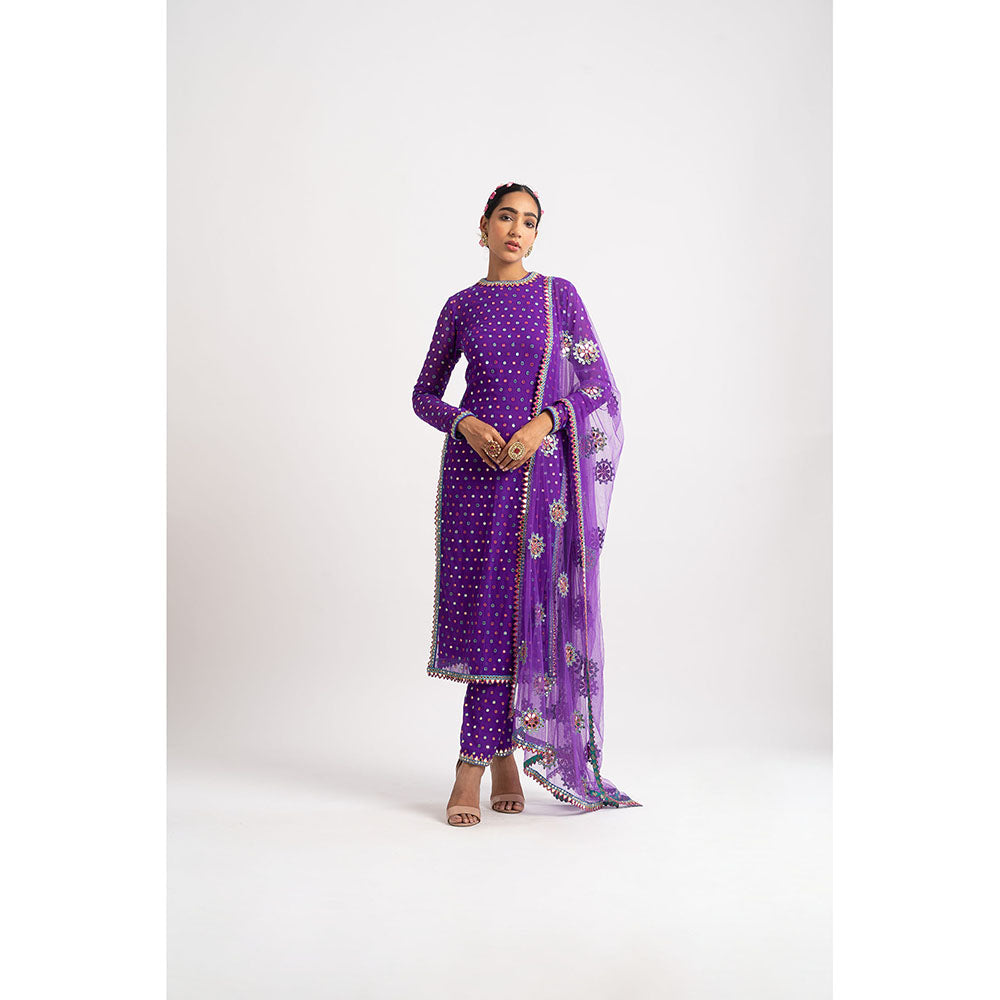 Vvani by Vani Vats Purple Multi Polka Kurta & Pant with Dupatta (Set of 3)