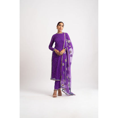 Vvani by Vani Vats Purple Multi Polka Kurta & Pant with Dupatta (Set of 3)