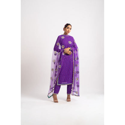 Vvani by Vani Vats Purple Multi Polka Kurta & Pant with Dupatta (Set of 3)