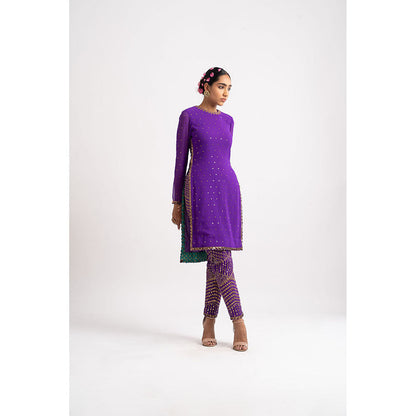 Vvani by Vani Vats Purple Round Neck Multi Geo Kurta & Pant (Set of 2)