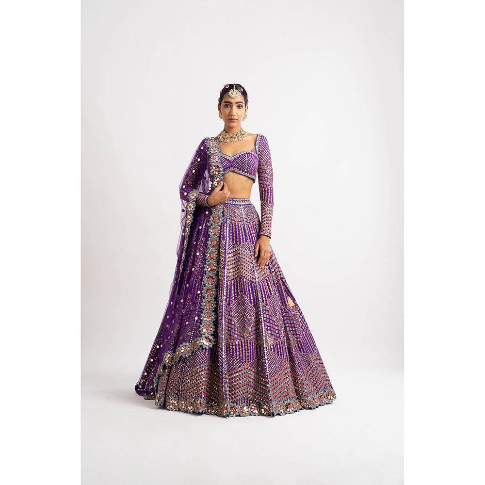 Vvani by Vani Vats Purple Heavy Blouse with Lehenga & Dupatta (Set of 3)