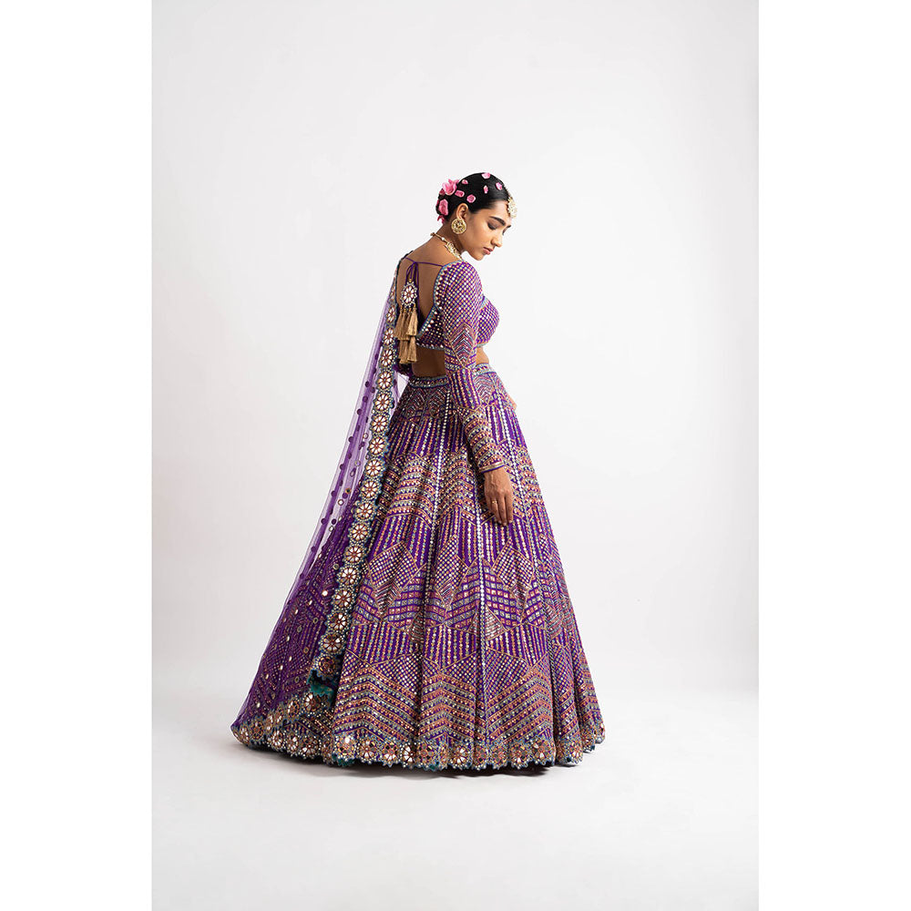 Vvani by Vani Vats Purple Heavy Blouse with Lehenga & Dupatta (Set of 3)