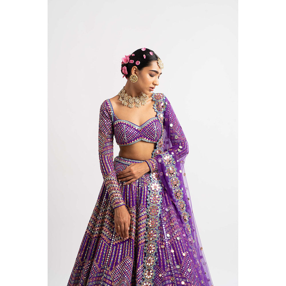 Vvani by Vani Vats Purple Heavy Blouse with Lehenga & Dupatta (Set of 3)