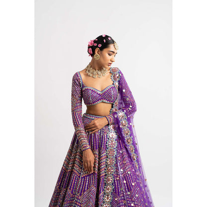 Vvani by Vani Vats Purple Heavy Blouse with Lehenga & Dupatta (Set of 3)