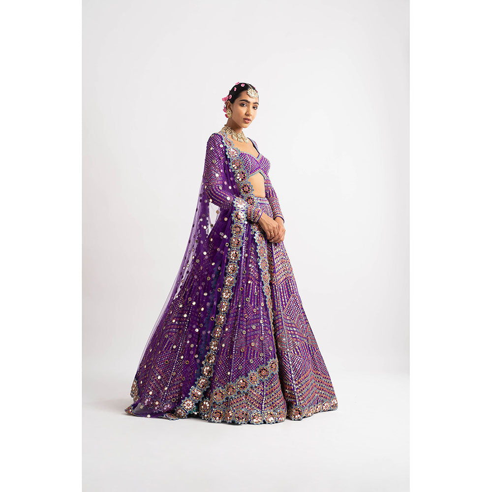 Vvani by Vani Vats Purple Heavy Blouse with Lehenga & Dupatta (Set of 3)