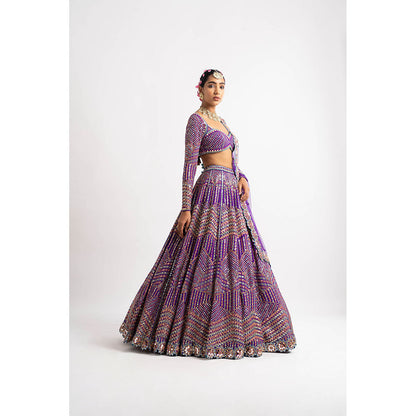 Vvani by Vani Vats Purple Heavy Blouse with Lehenga & Dupatta (Set of 3)