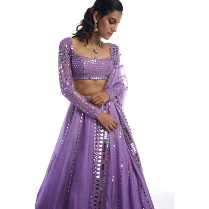 Vvani by Vani Vats Catnip Purple Blouse with Lehenga & Dupatta (Set of 3)