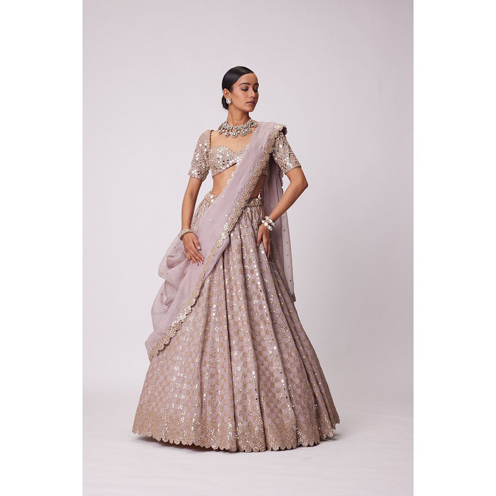 Vvani by Vani Vats Pink Mirror Lehenga with Blouse and Dupatta (Set of 3)