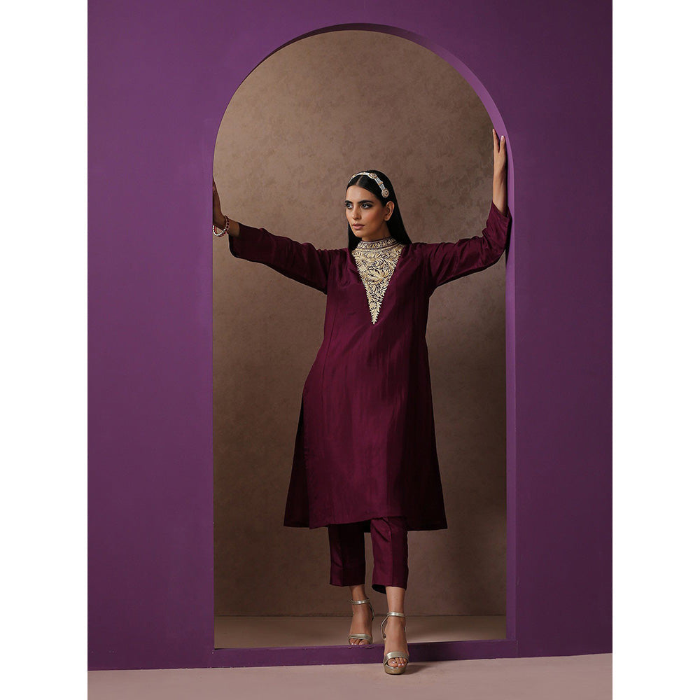 WAZIR C Purple Silk Co-Ord (Set of 2)