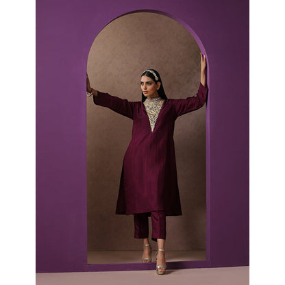 WAZIR C Purple Silk Co-Ord (Set of 2)