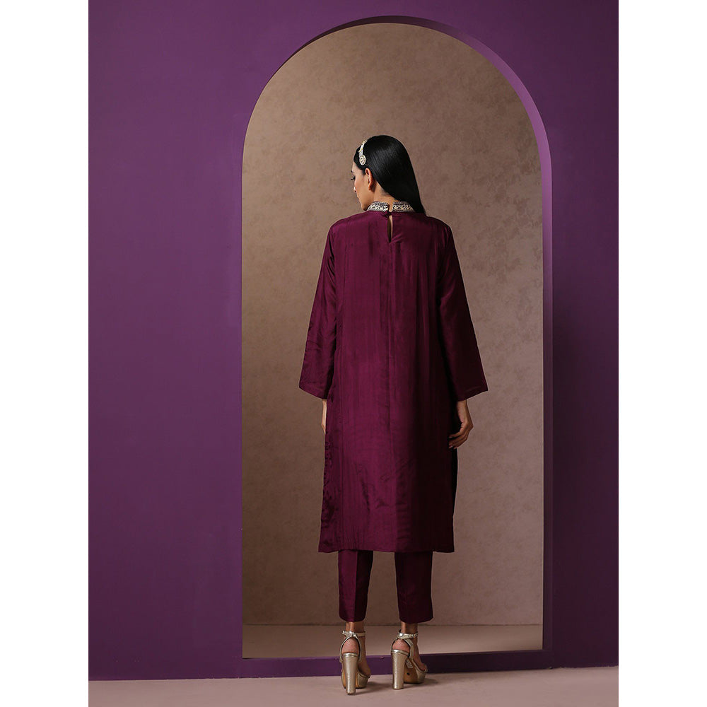 WAZIR C Purple Silk Co-Ord (Set of 2)