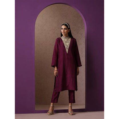 WAZIR C Purple Silk Co-Ord (Set of 2)