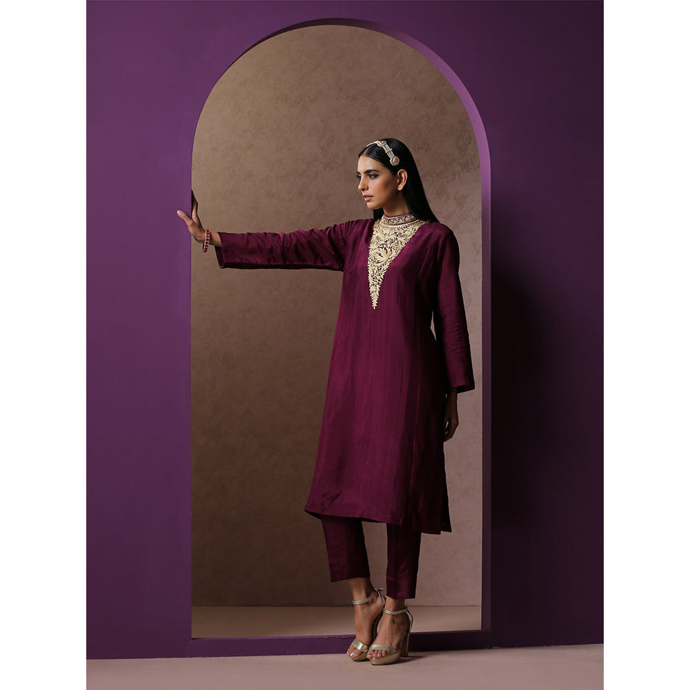 WAZIR C Purple Silk Co-Ord (Set of 2)