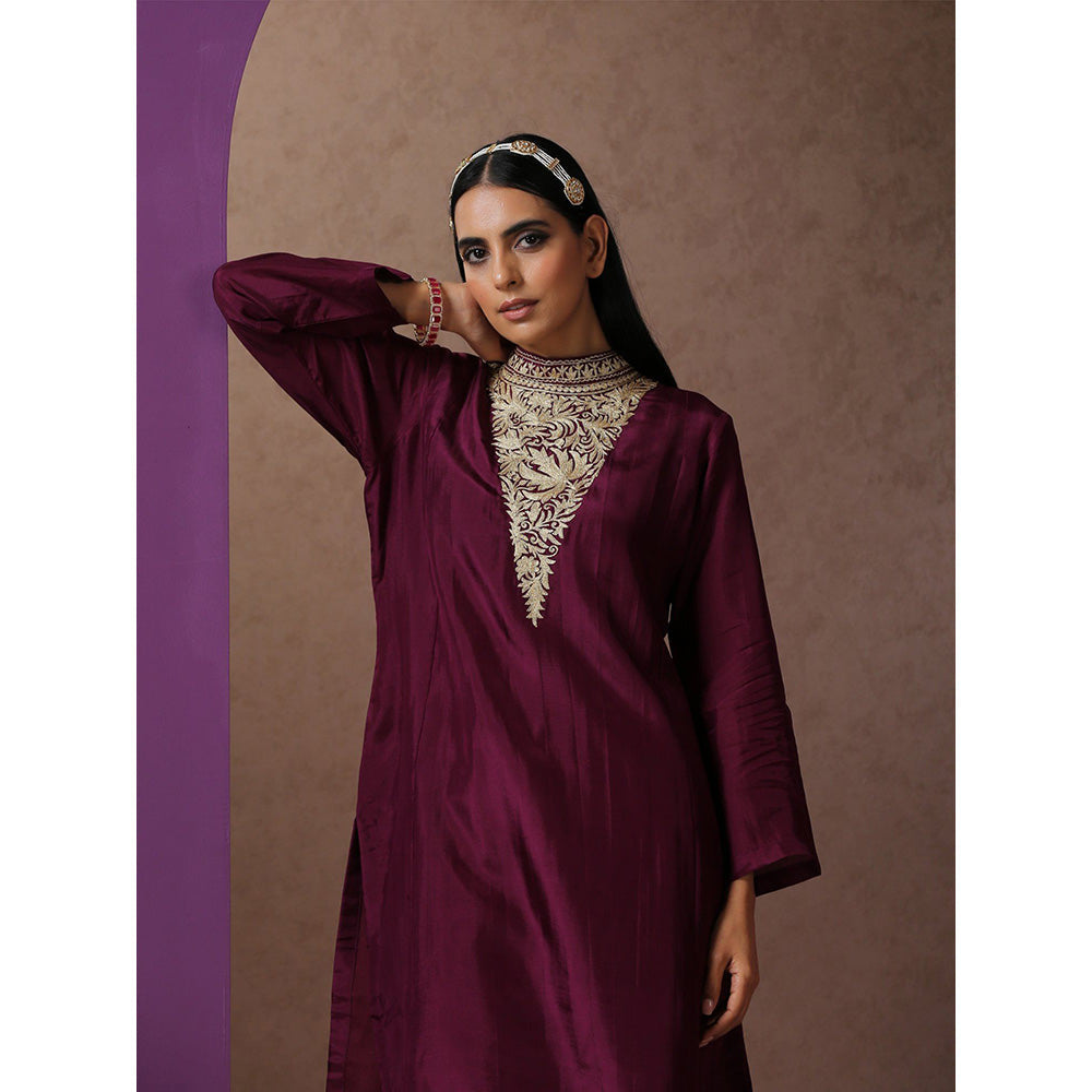 WAZIR C Purple Silk Co-Ord (Set of 2)