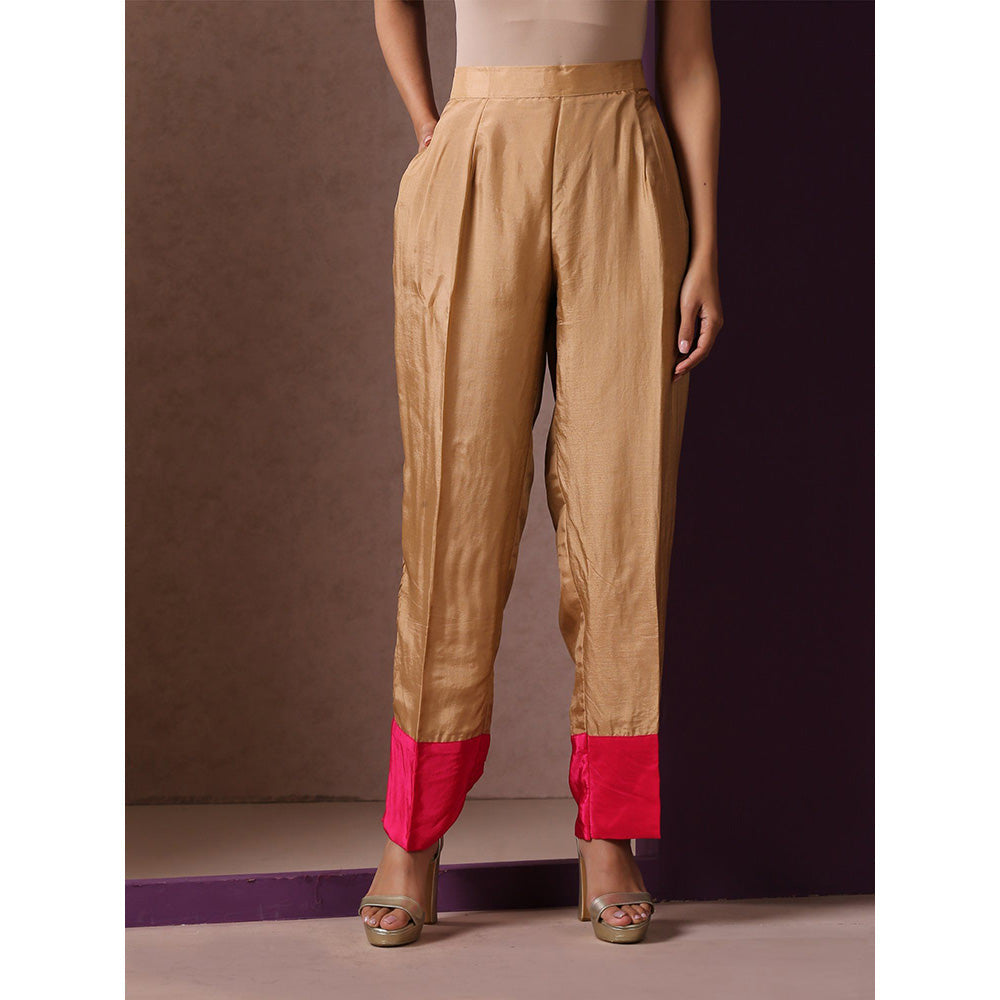 WAZIR C Embroidered Beige And Hot Pink Co-Ord (Set of 2)