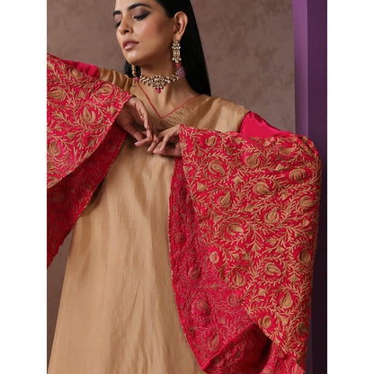 WAZIR C Embroidered Beige And Hot Pink Co-Ord (Set of 2)