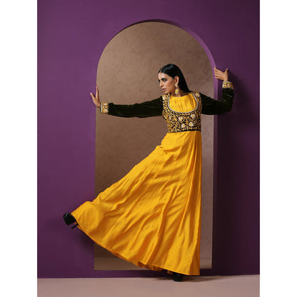 WAZIR C Mustard And Green Gowns