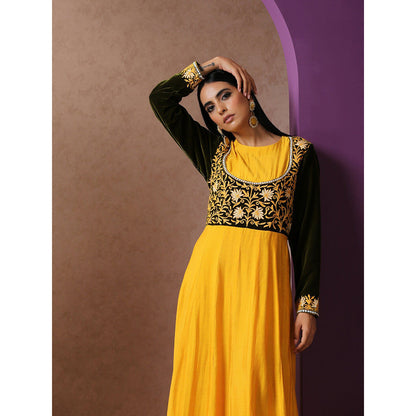 WAZIR C Mustard And Green Gowns