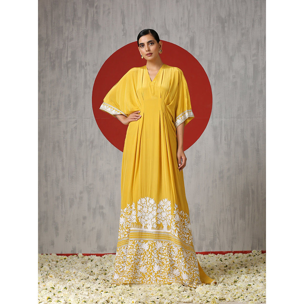 WAZIR C Royal Yellow Embroidered Kaftaan