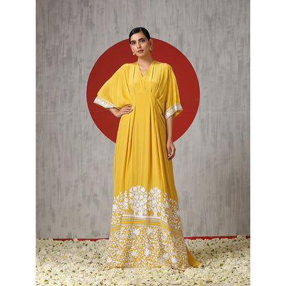 WAZIR C Royal Yellow Embroidered Kaftaan
