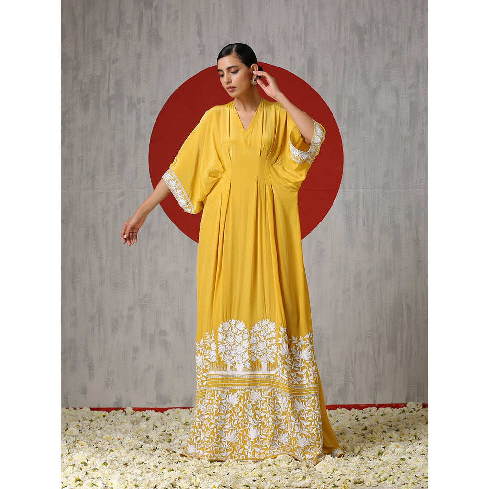 WAZIR C Royal Yellow Embroidered Kaftaan