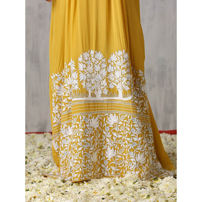 WAZIR C Royal Yellow Embroidered Kaftaan