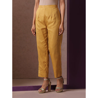 WAZIR C Red And Golden Kurta with Pant (Set of 3)