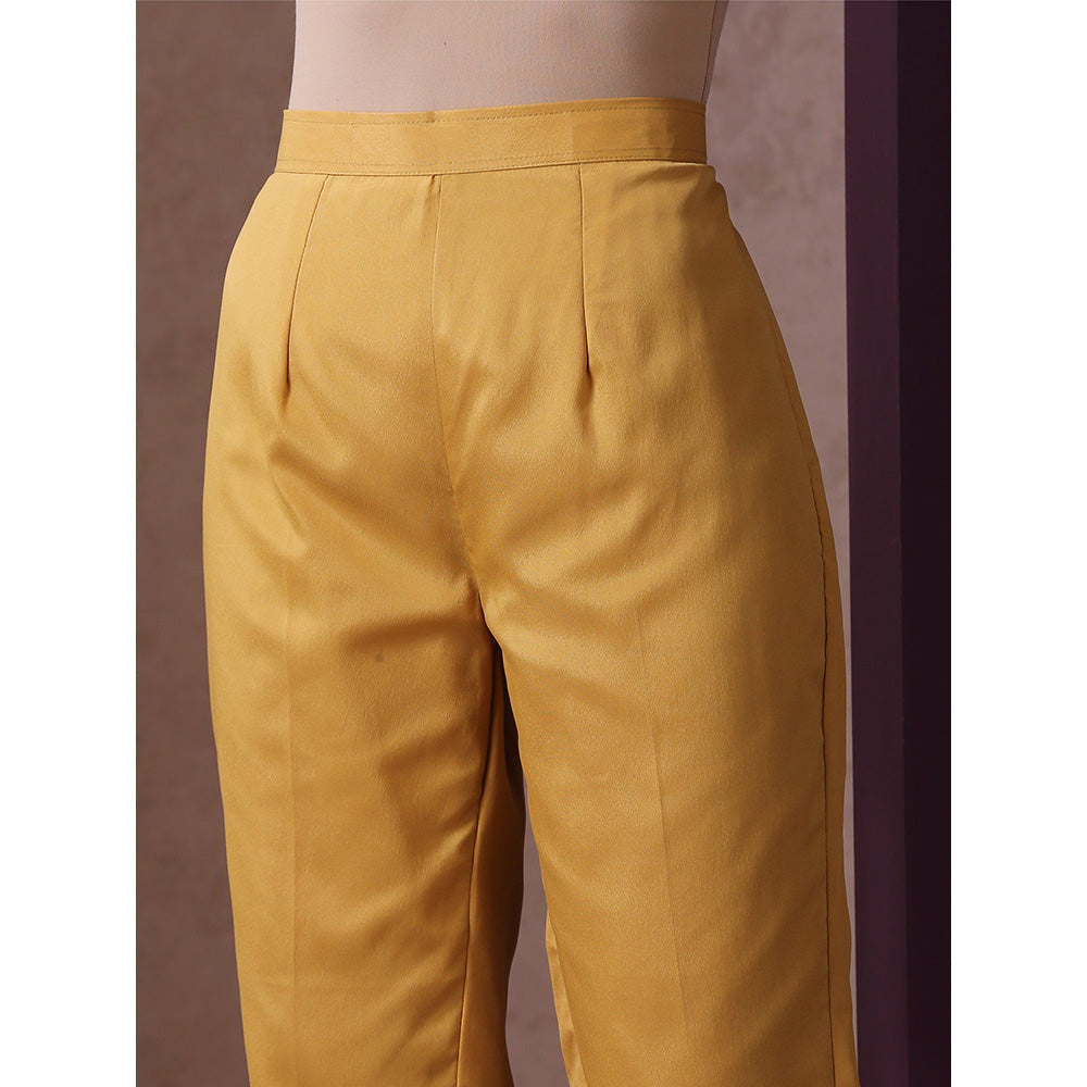 WAZIR C Red And Golden Kurta with Pant (Set of 3)