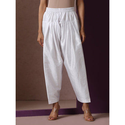 WAZIR C Hot Pink And White Kurta Pant & Dupatta (Set of 3)