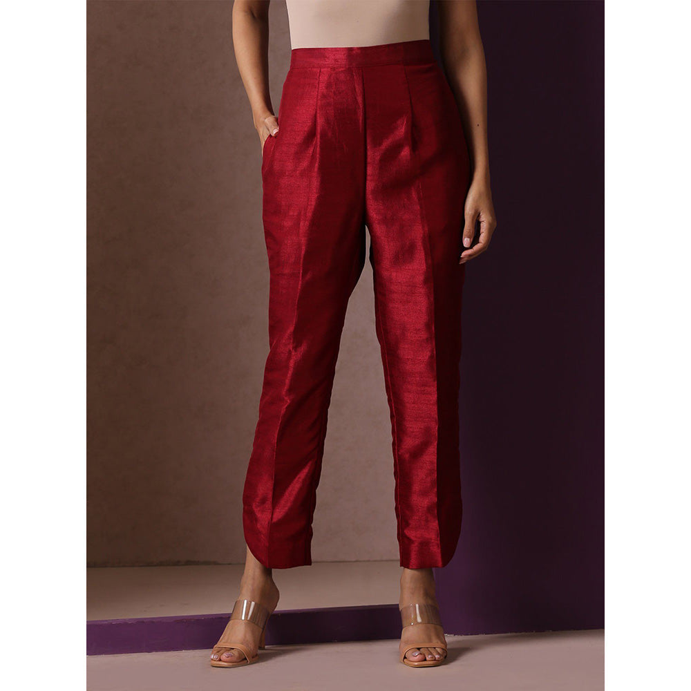 WAZIR C Maroon Pheran with Pant (Set of 2)