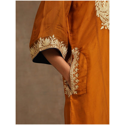 WAZIR C Mustard And Blue Kurta with Pant & Dupatta (Set of 3)