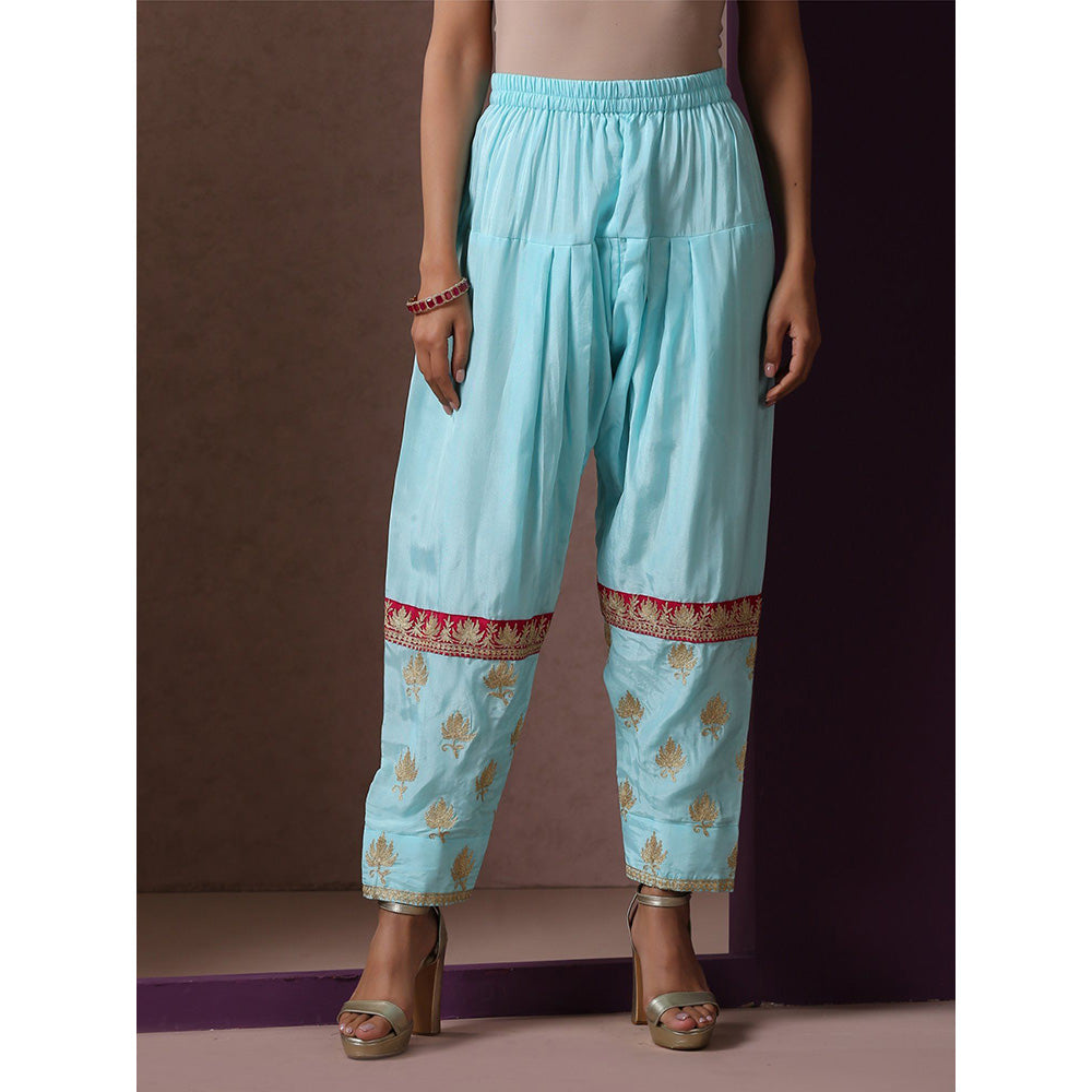 WAZIR C Hotpink And Blue Kurta with Pant (Set of 2)