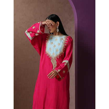WAZIR C Hotpink And Blue Kurta with Pant (Set of 2)