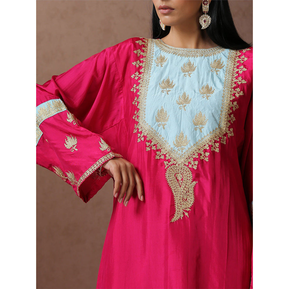 WAZIR C Hotpink And Blue Kurta with Pant (Set of 2)