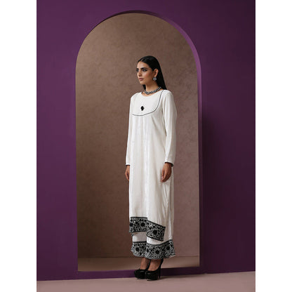 WAZIR C White And Neon Kurta Pant with Dupatta (Set of 3)