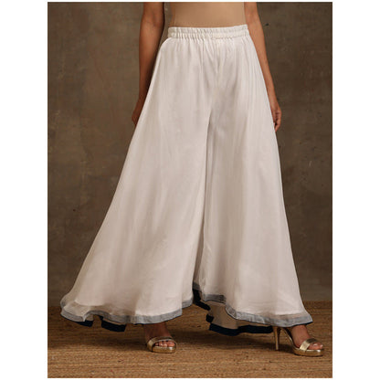 WAZIR C Embroidered White Kurta Pant & Dupatta (Set of 3)