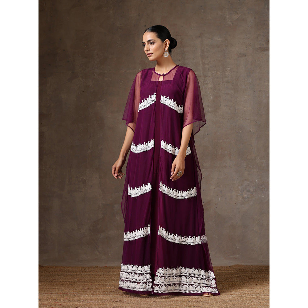 WAZIR C Purple Colored Kaftaan with Inner Dress (Set of 2)